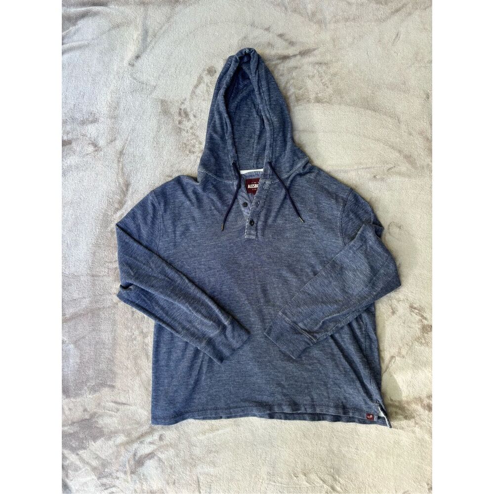 Alesbury Men's Blue Keaton Thermal Classic Long Sleeve Henley Hoodie Size 2XL